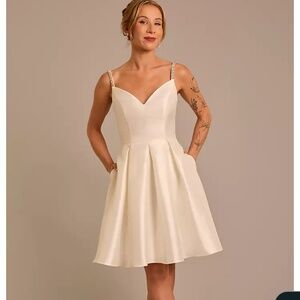 Mikado Short Dress with Crystal Straps